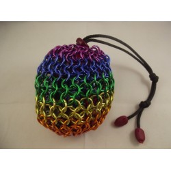 Rainbow Pride Themed Large Chainmaille Dice Bag