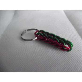 Red and Green Christmas Themed Aluminium Chainmaille Key Ring