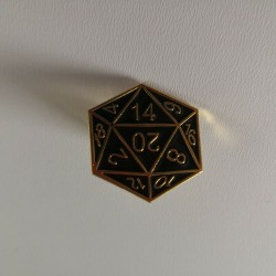 D&D D20 Gold Metal Enamel Pin Badge