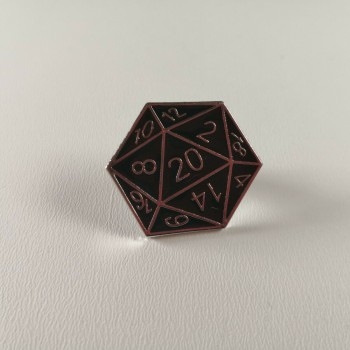 D&D D20 Silver Metal Enamel Pin Badge