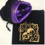 Large Black Dice Bag with Gold Skull Design
